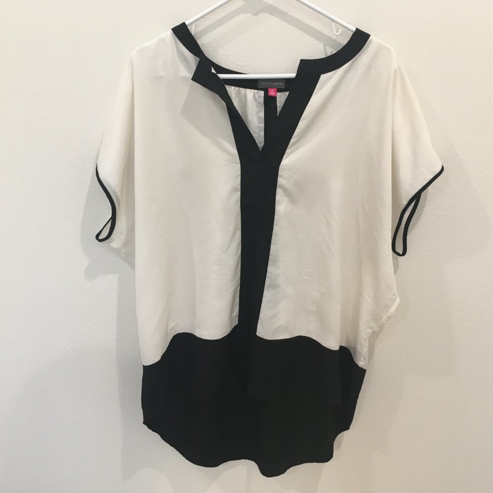 Vince Camuto Black & White Block Women Light Oversized Top, Size 1X